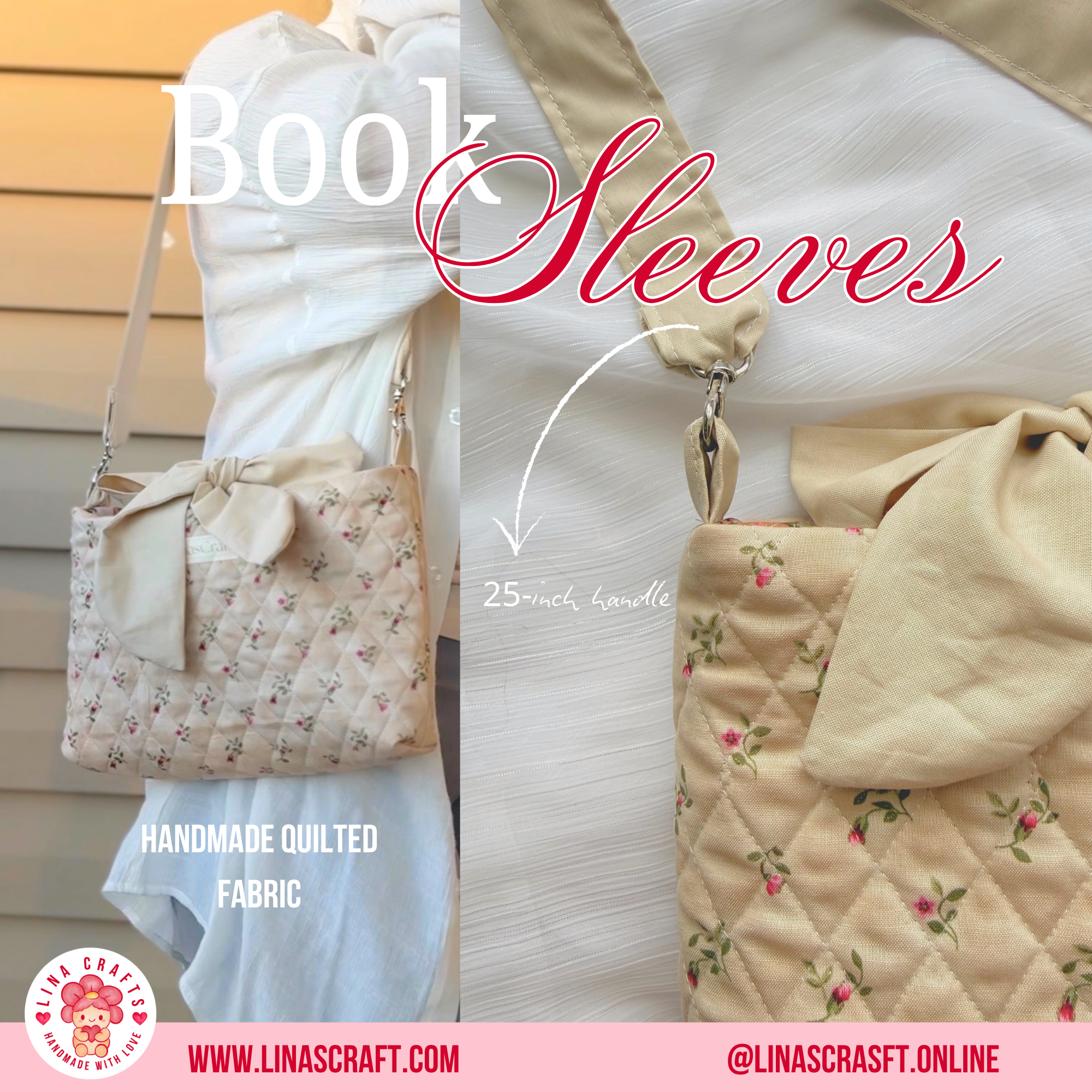 VINTAGE DESIGN Quilted Reversible Book Sleeve Bag